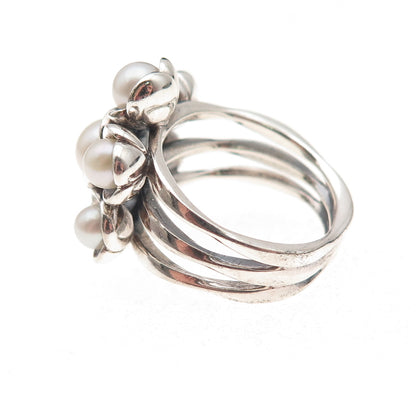 Pandora 925 Sterling Silver Real Pearl Wishful Thinking Ring Size 6.25