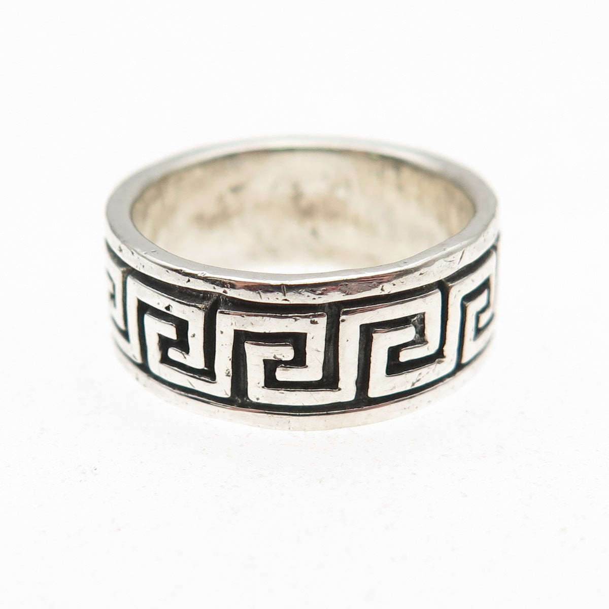 Chapal Zenray Sterling Silver Vintage Greek Maze Oxidized Band Ring Size 5.75
