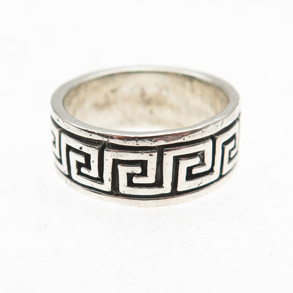 Chapal Zenray Sterling Silver Vintage Greek Maze Oxidized Band Ring Size 5.75