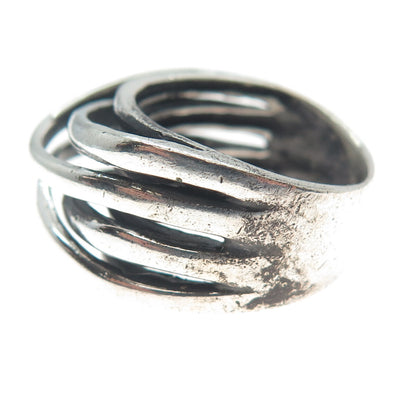 CHAPAL ZENRAY 925 Sterling Silver Vintage Interlocked Oxidized Ring Size 6