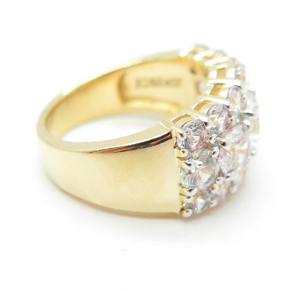 925 Sterling Silver Gold Plated Round-Cut C Z Promise Ring Size 6