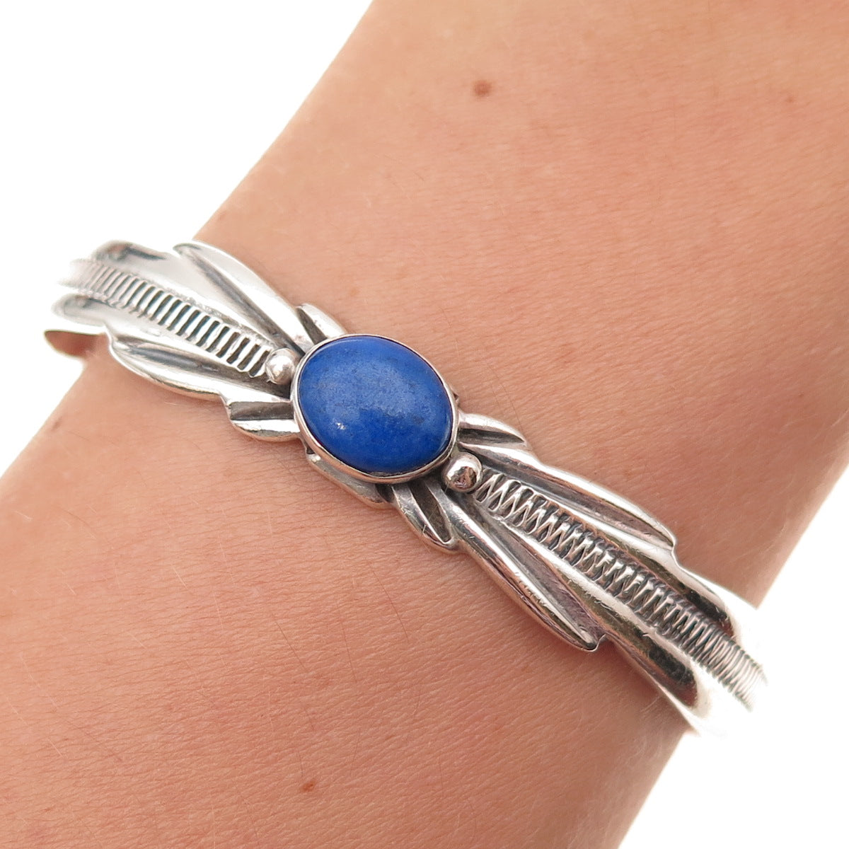 Wilson Begay Navajo Old Pawn 925 Sterling Vintage Lapis Adjustable Bracelet 6"