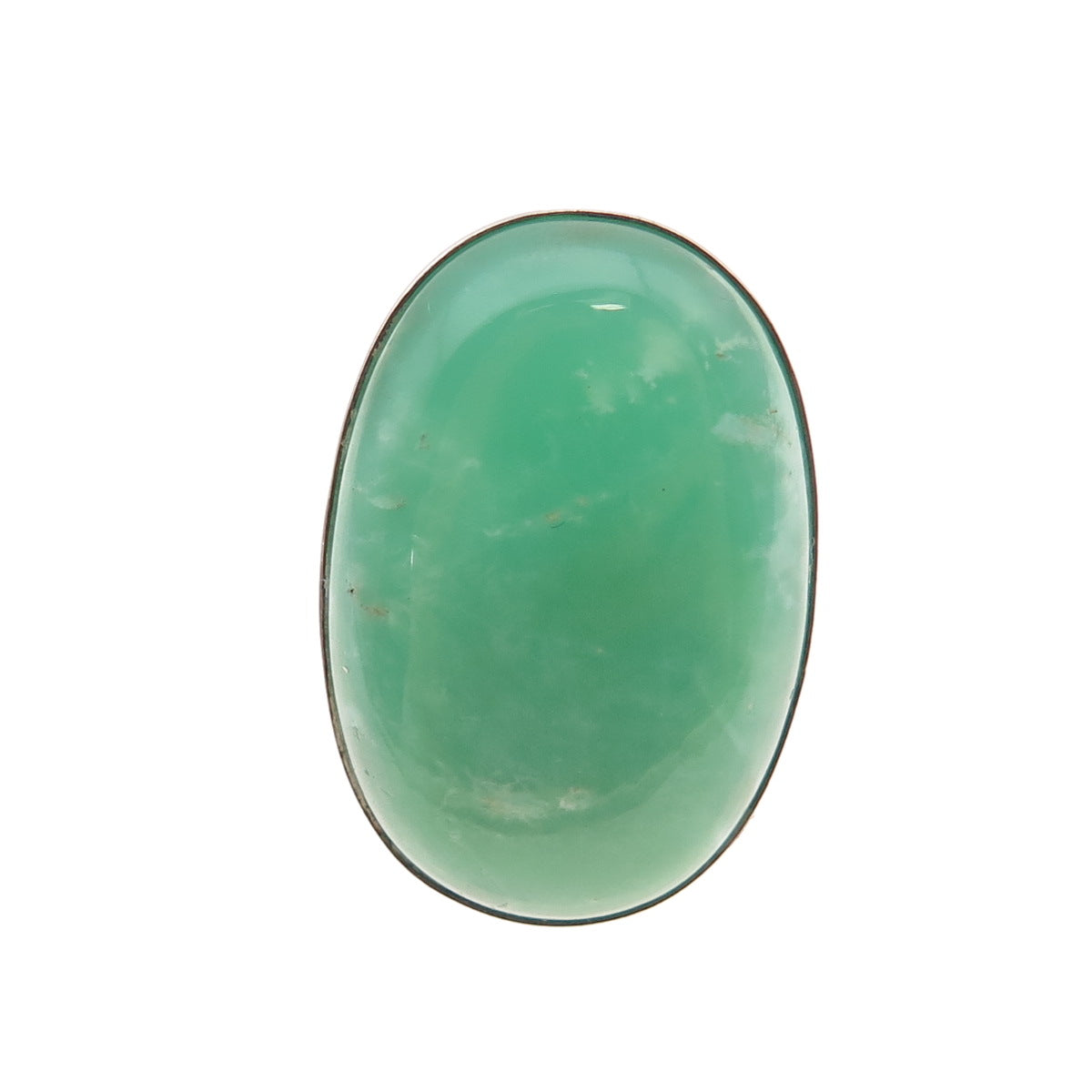 925 Sterling Silver Vintage Real Cabochon Chrysoprase Ring Size 7.5