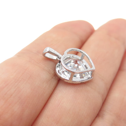 925 Sterling Silver Heart-Cut C Z Minimalist Charm Pendant