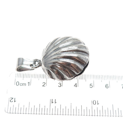 925 Sterling Silver Vintage Mexico Seashell Oxidized 3D Charm Pendant