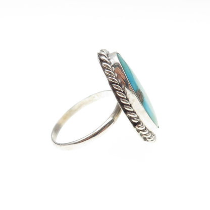 Old Pawn Sterling Silver Vintage Lone Mountain Turquoise Tribal Ring Size 5.25