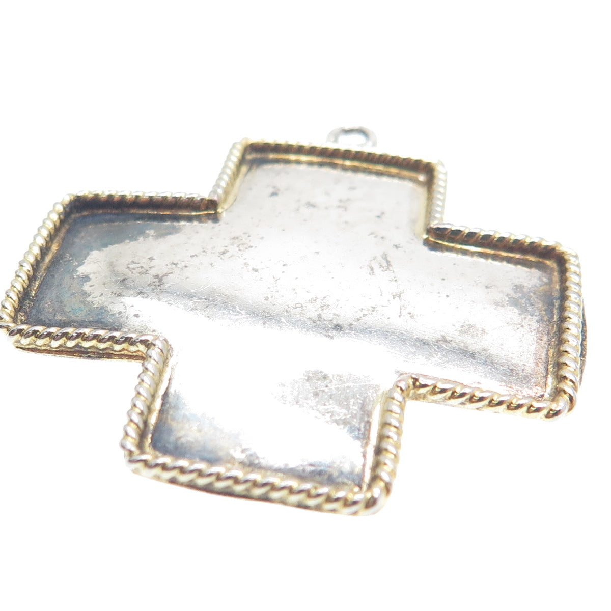 925 Sterling Silver 2-Tone Vintage Cross Pendant