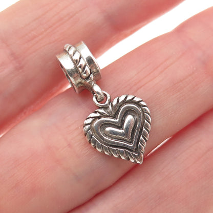 925 Sterling Silver Heart Dangle Charm