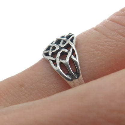 925 Sterling Silver Vintage Celtic Knot Oxidized Ring Size 7
