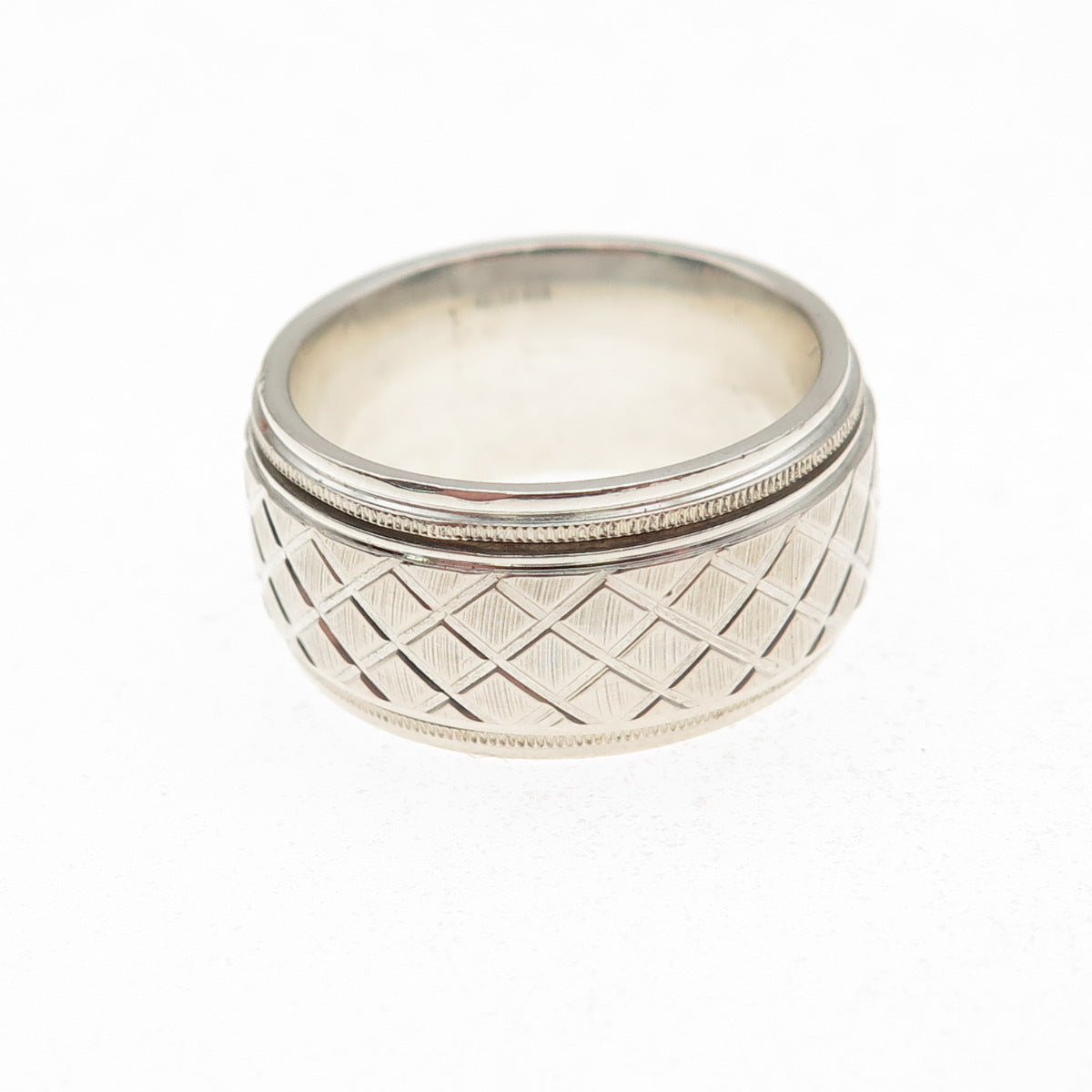 925 Sterling Silver Vintage Textured Rotating Band Ring Size 7.25