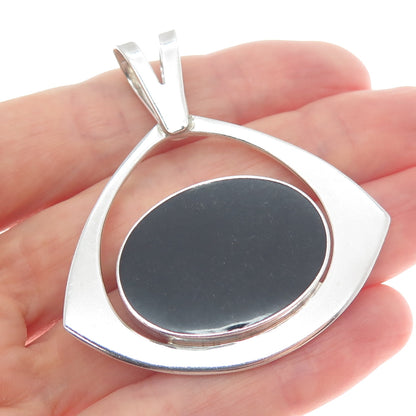 ATI ANNIKA WITT Sterling Silver Vintage Mexico Real Black Onyx Modernist Pendant