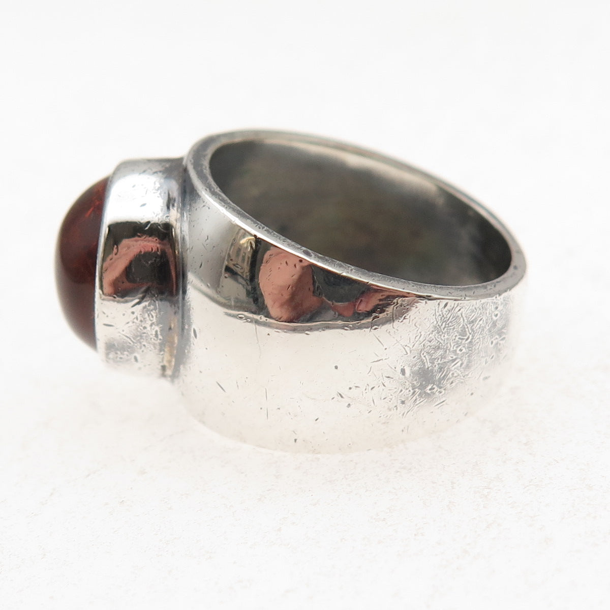 Dominique Dinouart 925 Sterling Silver Vintage Mexico Real Amber Ring Size 8