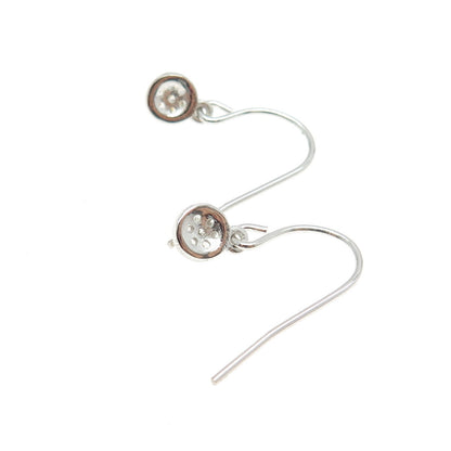 925 Sterling Silver Round-Cut C Z Dangling Earrings