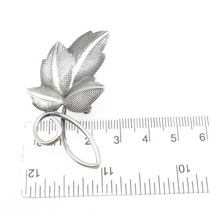 BEAU 925 Sterling Silver Vintage Floral Leaf Oxidized Pin Brooch