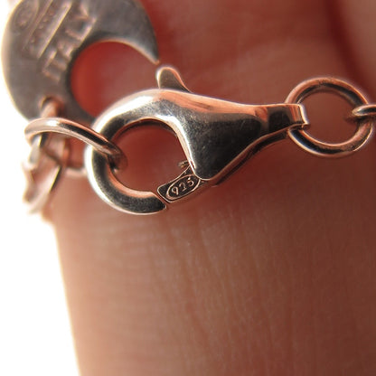 925 Sterling Rose Gold Plated Italy Lab-Created Ruby & C Z Heart Bracelet 7-8"