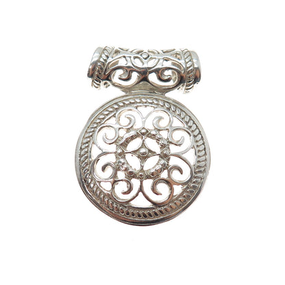 925 Sterling Silver Vintage Mexico Ornate Slide Charm Pendant