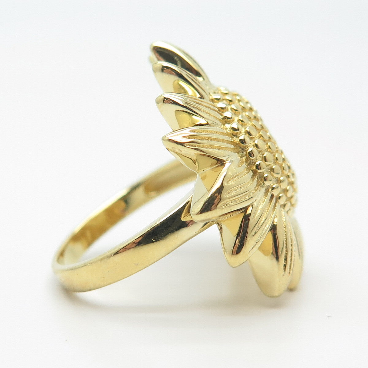 925 Sterling Silver Gold Plated Sunflower Ring Size 7