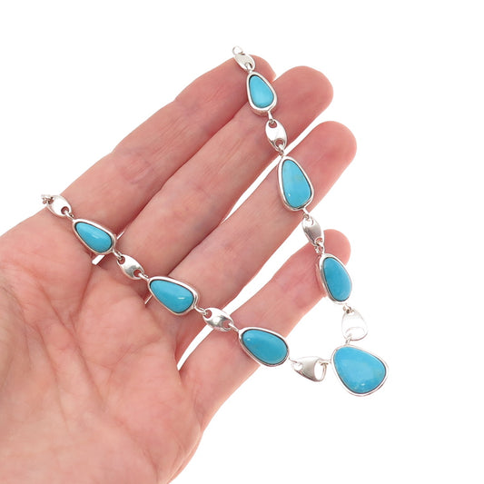 Whitney Kelly 925 Sterling Vintage Real Turquoise Centerpiece Necklace Part 7.5"