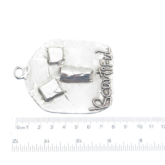 SANDRA DEE OWENS Sterling Silver Vintage Beautiful Abstract Face Large Pendant