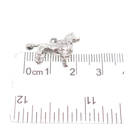 925 Sterling Silver Vintage Poodle Dog Mini 3D Charm Pendant