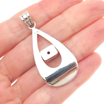 925 Sterling Silver Vintage Real Citrine Modernist Teardrop Charm Pendant