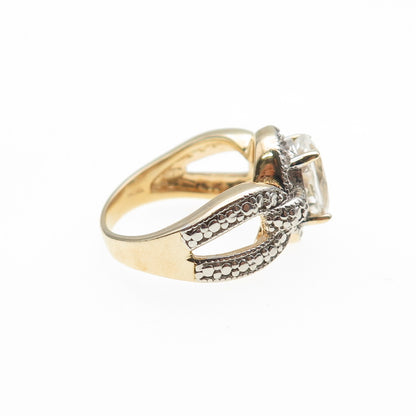 DEE BERKLEY 925 Sterling Silver Gold Plated Real White Topaz Ring Size 5