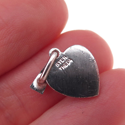 Theda 925 Sterling Silver Antique Art Deco Real Marcasite Heart Charm Pendant