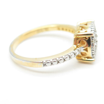 925 Sterling Silver Gold Plated Real Round-Cut Diamond Ring Size 6.25