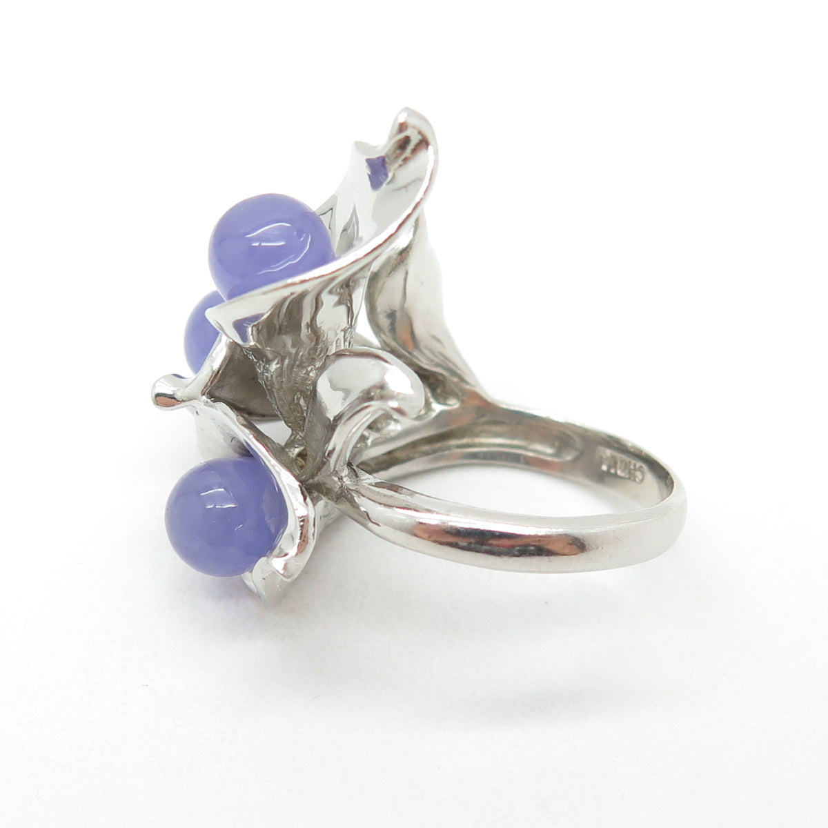 CHAPAL ZENRAY 925 Sterling Silver Vintage Lavender Jade Calla Lily Ring Size 6.5