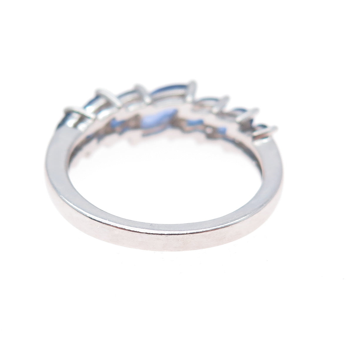 925 Sterling Silver Marquise-Cut Blue C Z Ring Size 7.25