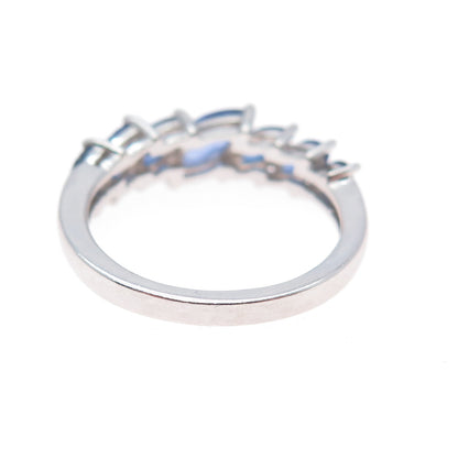 925 Sterling Silver Marquise-Cut Blue C Z Ring Size 7.25