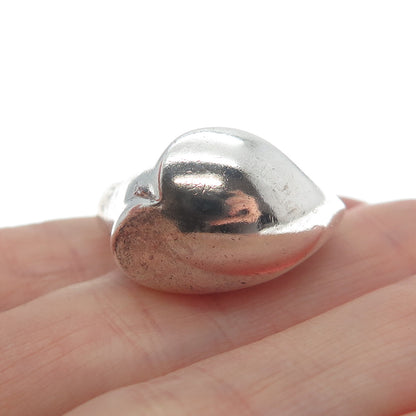 FURLA 925 Sterling Silver Vintage Italy Modernist Heart Dome Ring Size 6.25