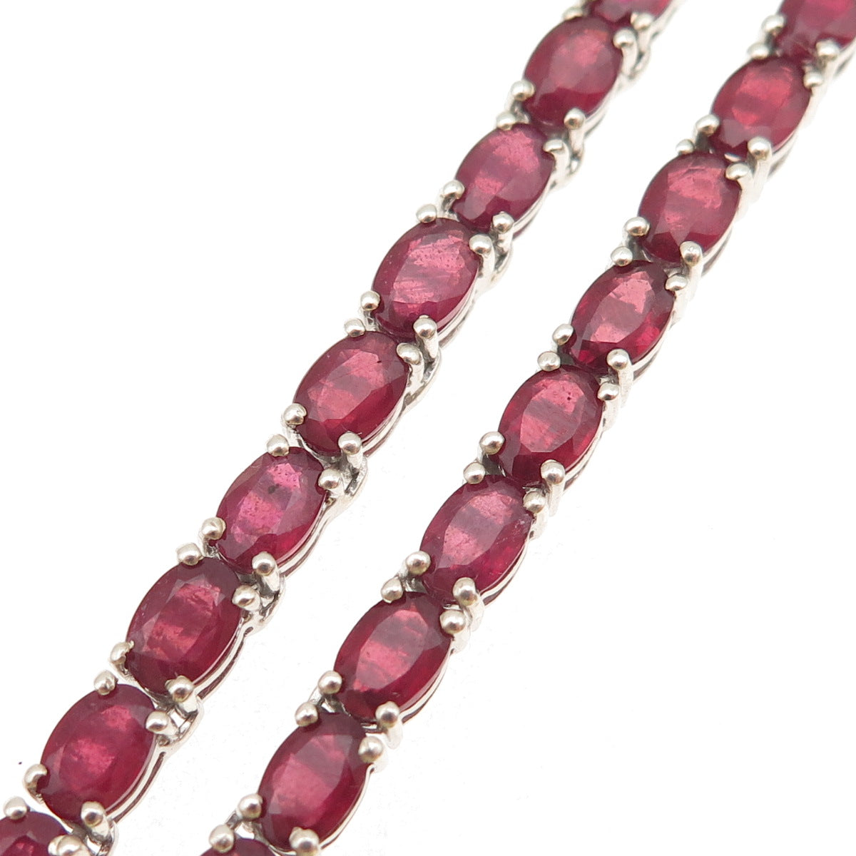Chuck Clemency 925 Sterling Silver Real Ruby & White Topaz Chain Necklace 18"
