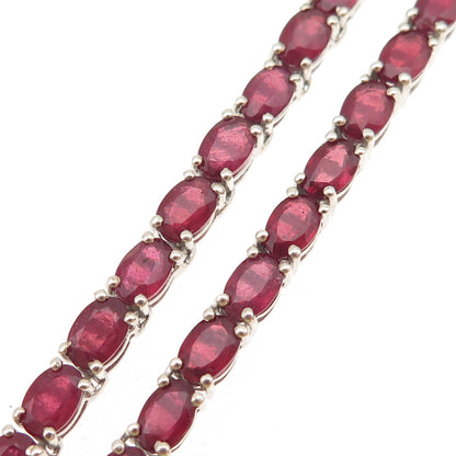 Chuck Clemency 925 Sterling Silver Real Ruby & White Topaz Chain Necklace 18"