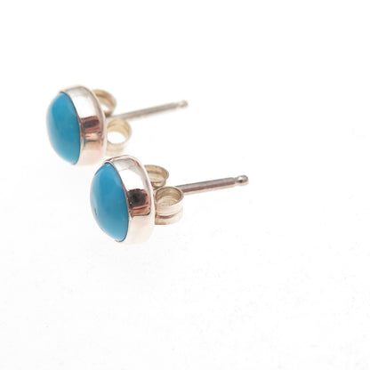 925 Sterling Silver Vintage Real Sleeping Beauty Turquoise Stud Earrings