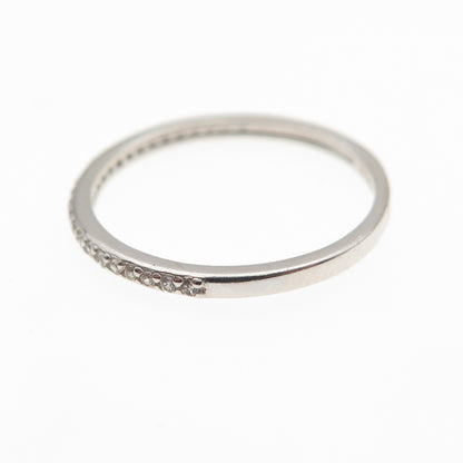 925 Sterling Silver Round-Cut C Z Half Eternity Stackable Band Ring Size 6