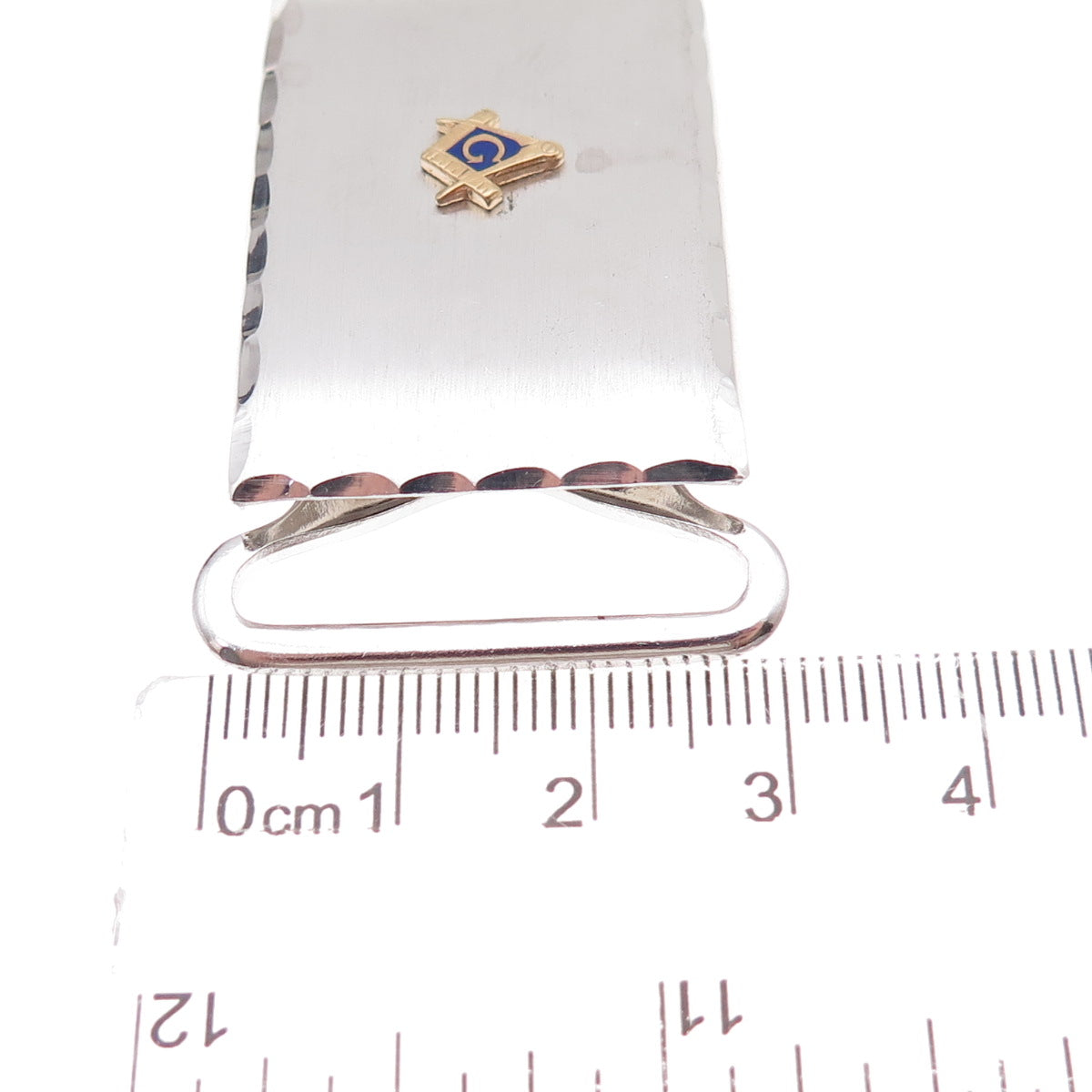 Anson Sterling Silver 2-Tone Antique Art Deco Enamel Masonic Symbol Belt Buckle