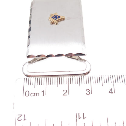 Anson Sterling Silver 2-Tone Antique Art Deco Enamel Masonic Symbol Belt Buckle