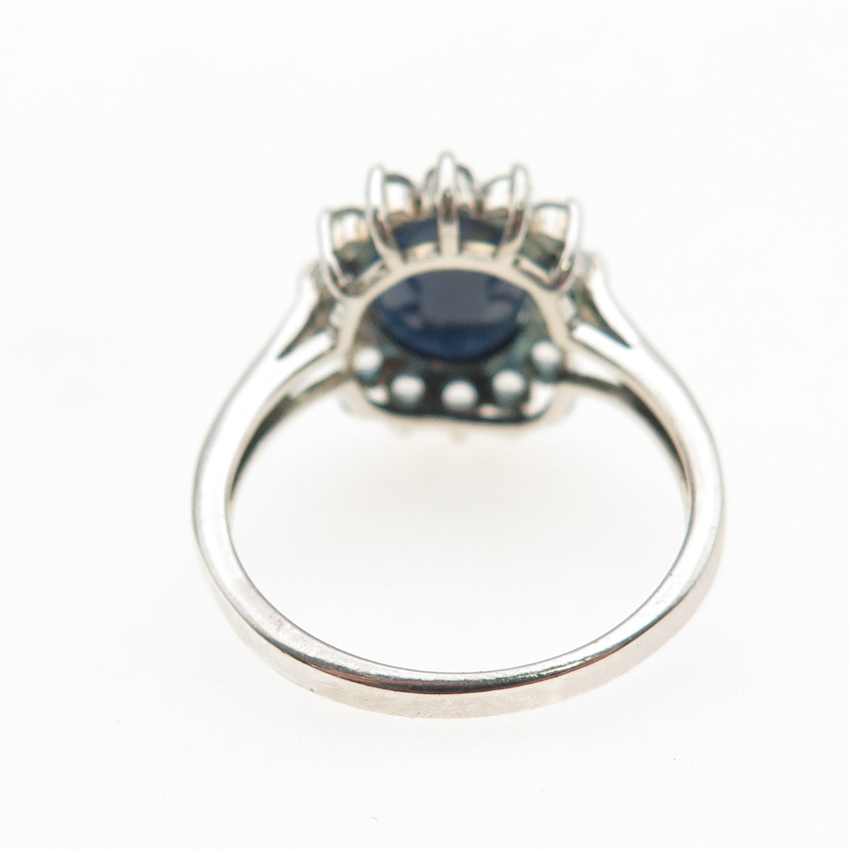 DEE BERKLE 925 Sterling Silver Real Sapphire & White Topaz Ring Size 8.25