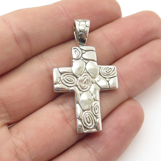 925 Sterling Silver Pebble Cross Pendant