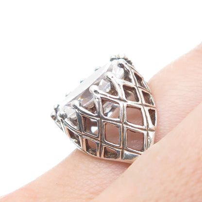 KABANA 925 Sterling Silver Vintage Oval-Cut C Z Woven Oxidized Ring Size 8
