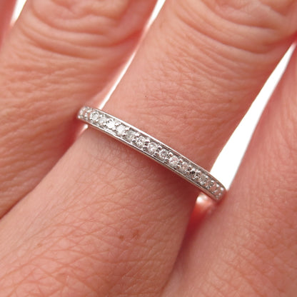 925 Sterling Silver Real Round-Cut Diamond Half Eternity Band Ring Size 7