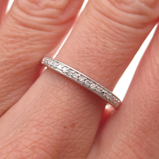 925 Sterling Silver Real Round-Cut Diamond Half Eternity Band Ring Size 7