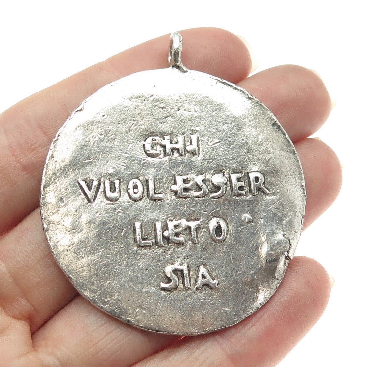 BRANDIMARTE 800 Silver Vintage Italy "Chi vuol esser lieto sia" Pendant