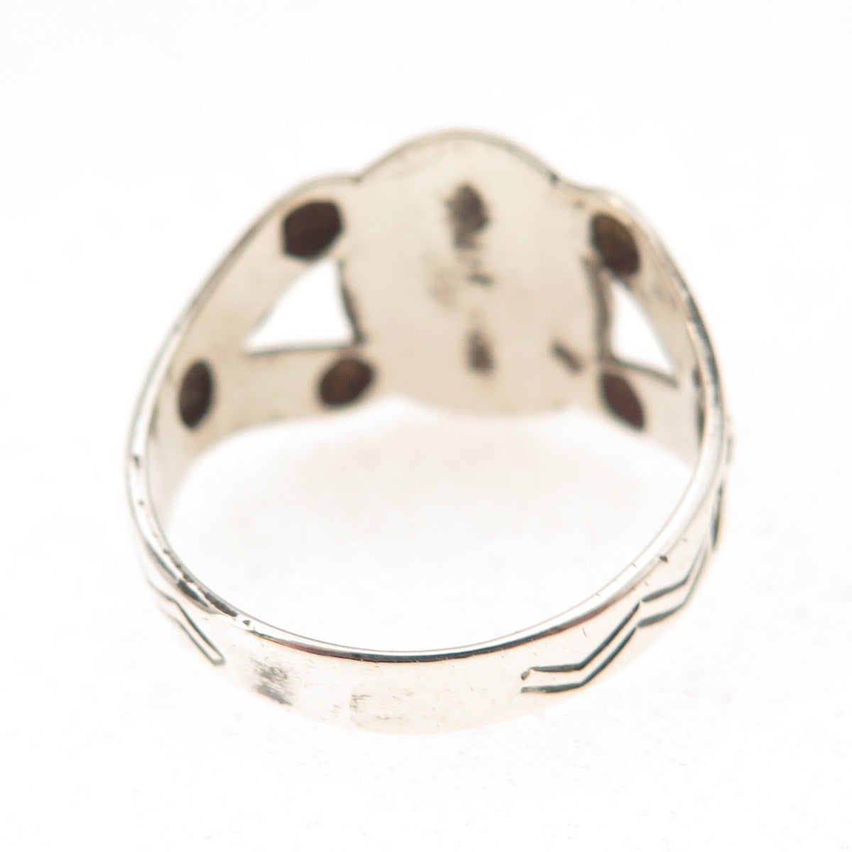 Uncas 925 Sterling Silver Vintage Real Tyrone Turquoise Oxidized Ring Size 7.75