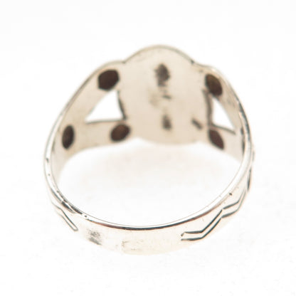 Uncas 925 Sterling Silver Vintage Real Tyrone Turquoise Oxidized Ring Size 7.75