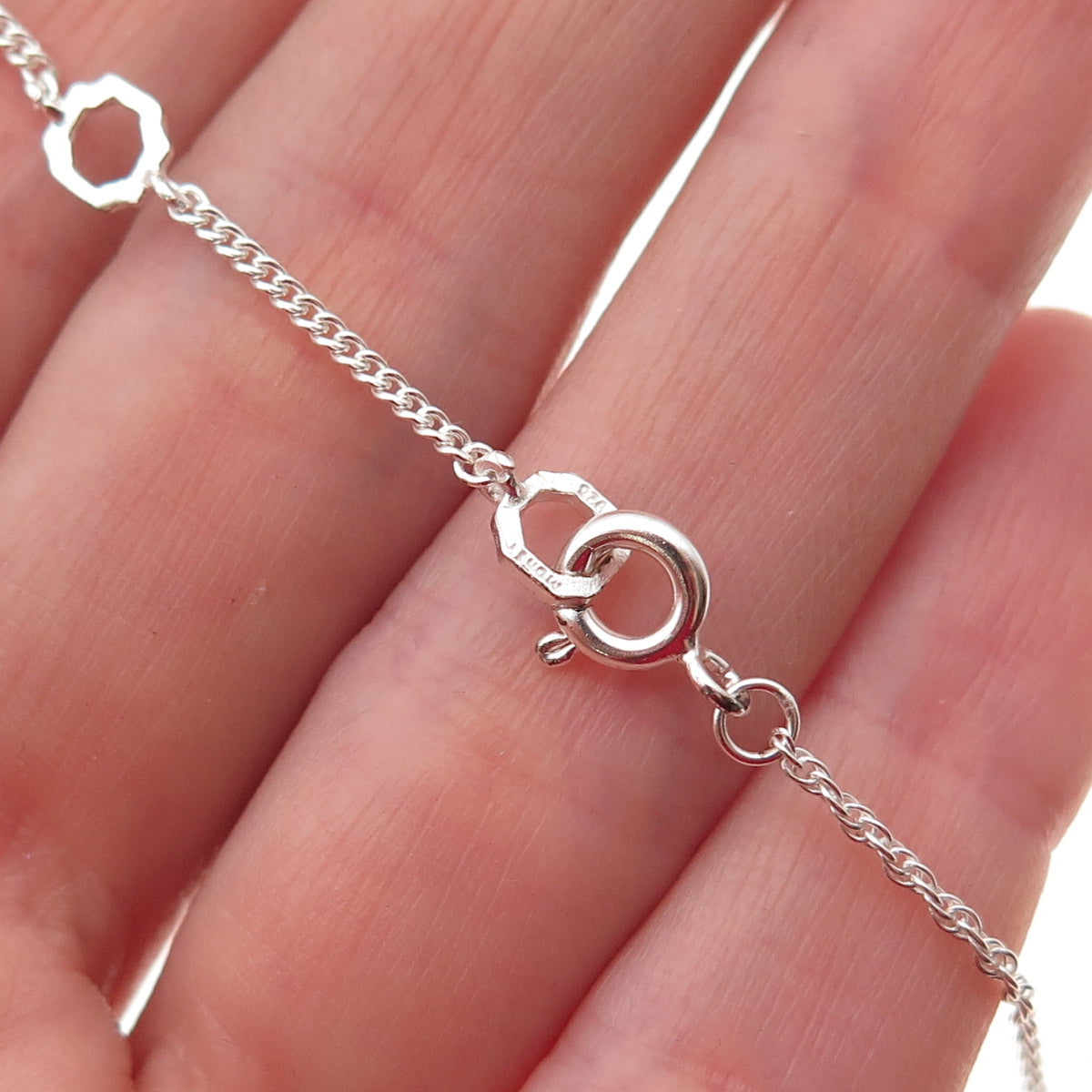 Monet 925 Sterling Vintage Enamel & MOP Heart Twisted Rope Chain Necklace 18-20"