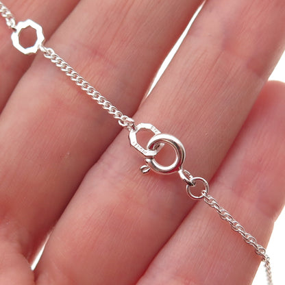 Monet 925 Sterling Vintage Enamel & MOP Heart Twisted Rope Chain Necklace 18-20"