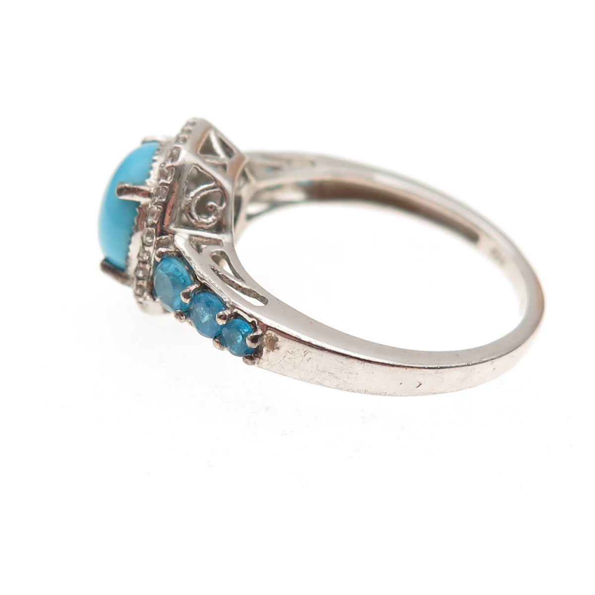Chuck Clemency 925 Sterling Silver Real Turquoise Apatite & Topaz Ring Size 8.25