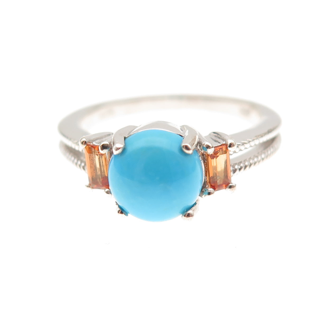 Chuck Clemency 925 Sterling Silver Real Turquoise & Citrine Ring Size 8